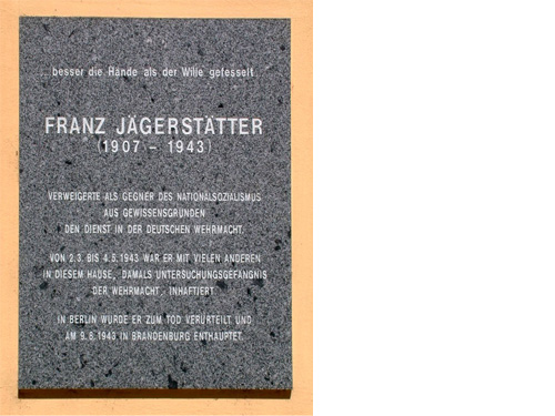 Erinnerungstafel für Franz Jägerstätter