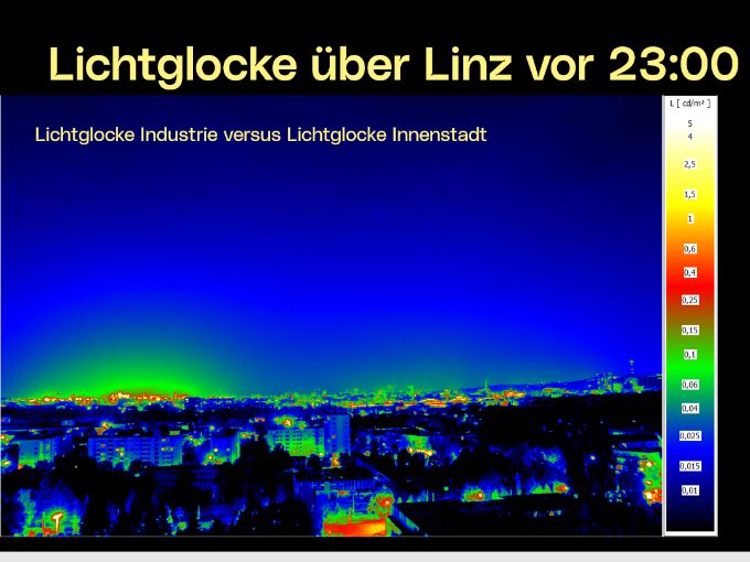 Lichtglocke über Linz vor 23 Uhr