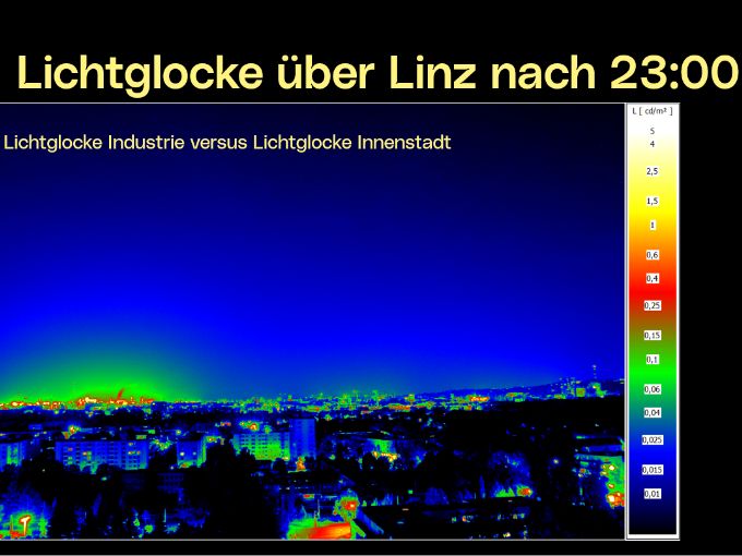 Lichtglocke über Linz nach 23 Uhr.