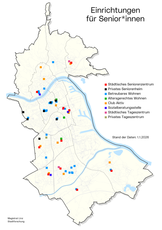Einrichtungen für Senior*innen - Stadtkarte Standorte