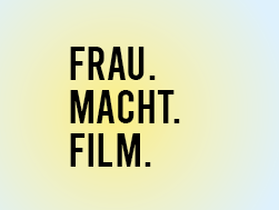 Frau.Macht.Film-Schriftzug auf blauem Hintergrund 