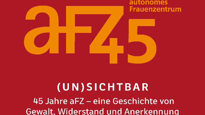 Orange Schrift auf dunkelrotem Hintergrund, die sagt: 