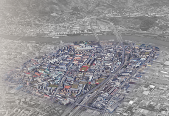 Luftbild des Projektgebiets Linz Ost