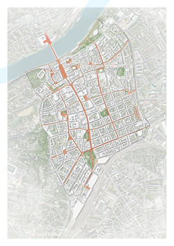 Planansicht der Innenstadt Linz