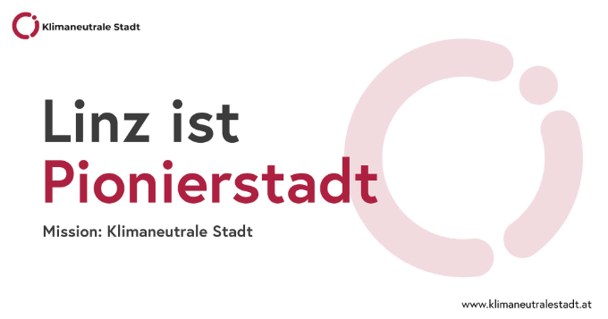 Logo Pionierstadt: Linz ist Pionierstadt / Mission: Klimaneutrale Stadt