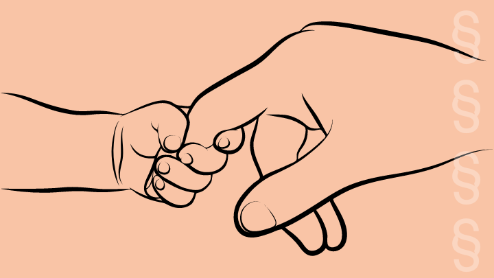 Canva Illustration Kind hält Frauenhand