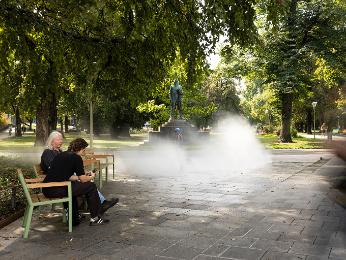 Stadt Linz / Regina Sturm Das neue Nebelspiel und neue Sitzgelegenheiten im Volksgarten