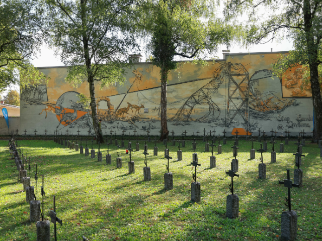 Mural am Barbarafriedhof