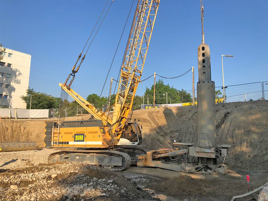 Herstellen Bohrpfähle Widerlager Urfahr