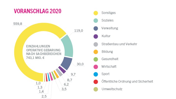 Voranschlag 2020 Einzahlungen der operativen Gebarung nach Sachbereichen