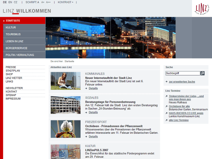 Screenshot aus dem Jahr 2008