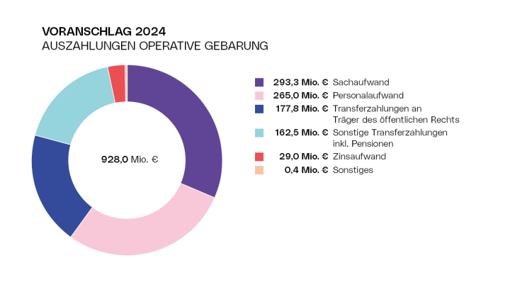 Diagramm Voranschlag 2024 - Auszahlungen der operativen Gebarung