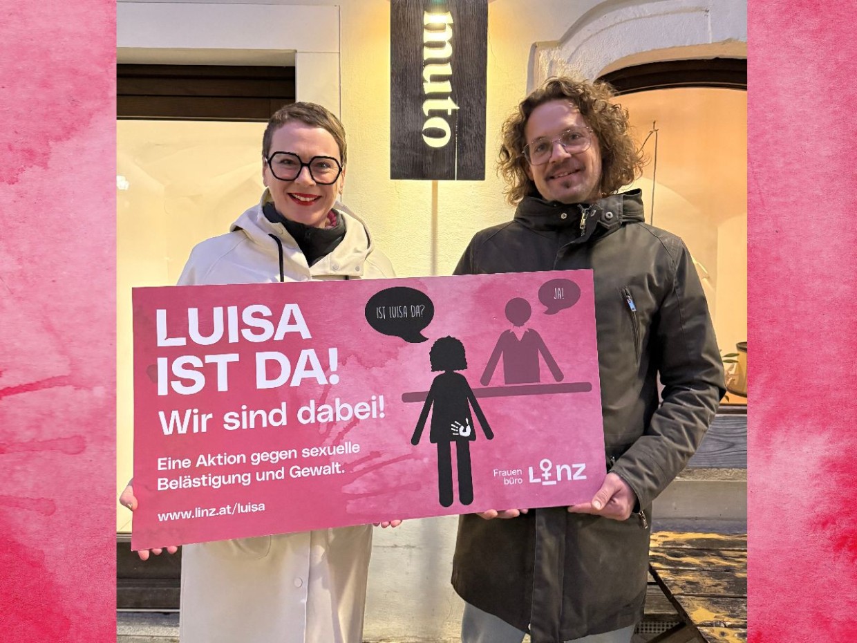 Foto mit Frauenstadträtin Eva Schobesberger und Restaurant muto