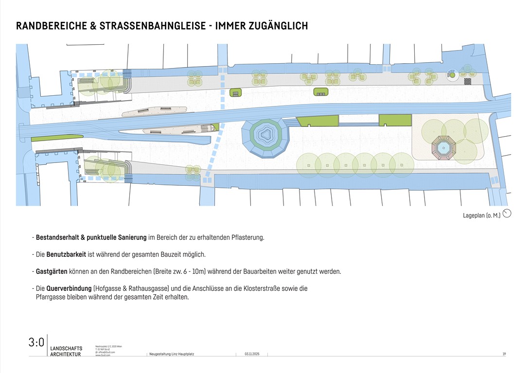 3:0 Landschaftsarchitektur Neugestaltung Hauptplatz - Zugang Randbereiche