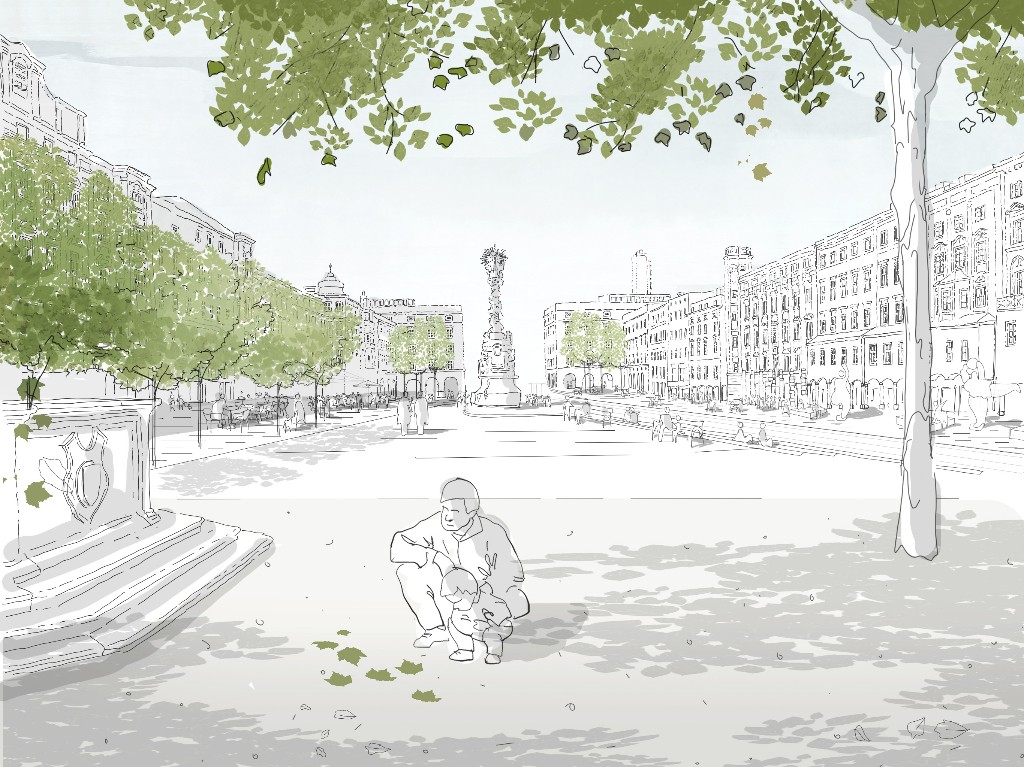 3:0 Landschaftsarchitektur Schaubild neu gestalteter Hauptplatz