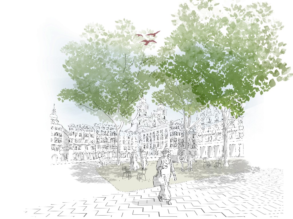 3:0 Landschaftsarchitektur Schaubild neu gestalteter Hauptplatz