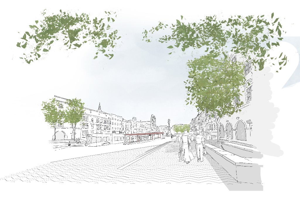 3:0 Landschaftsarchitektur Schaubild neu gestalteter Hauptplatz