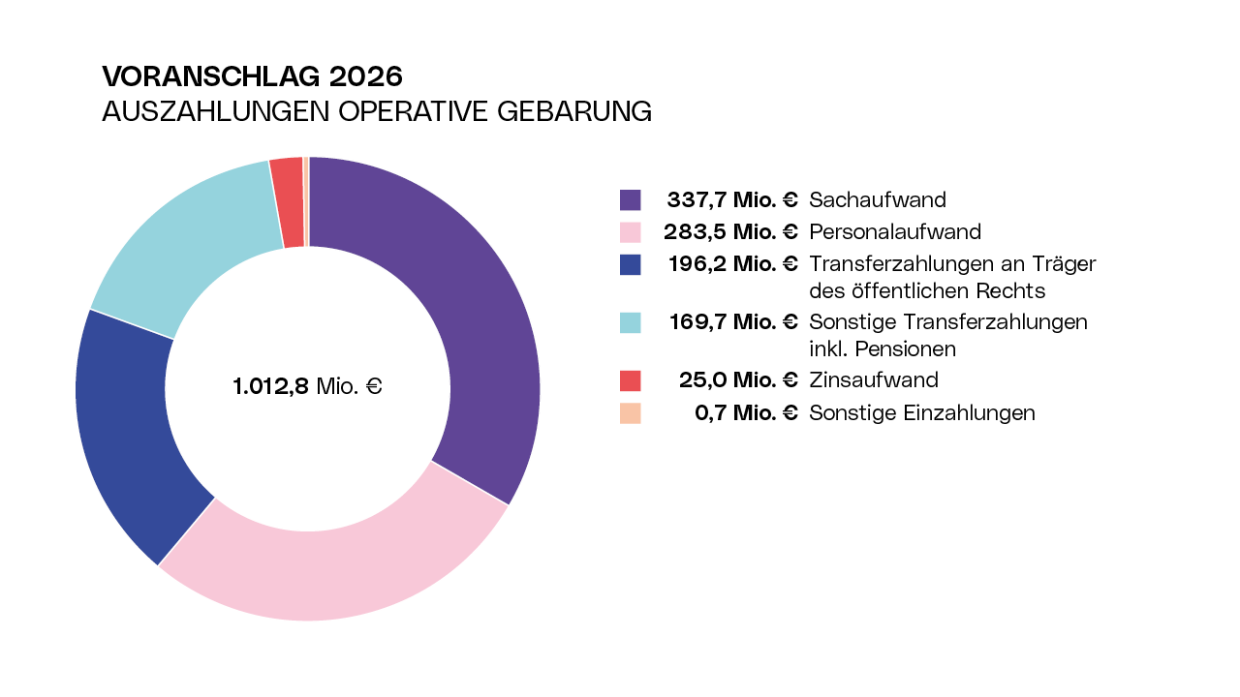 Diagramm Voranschlag 2026 - Auszahlungen der operativen Gebarung