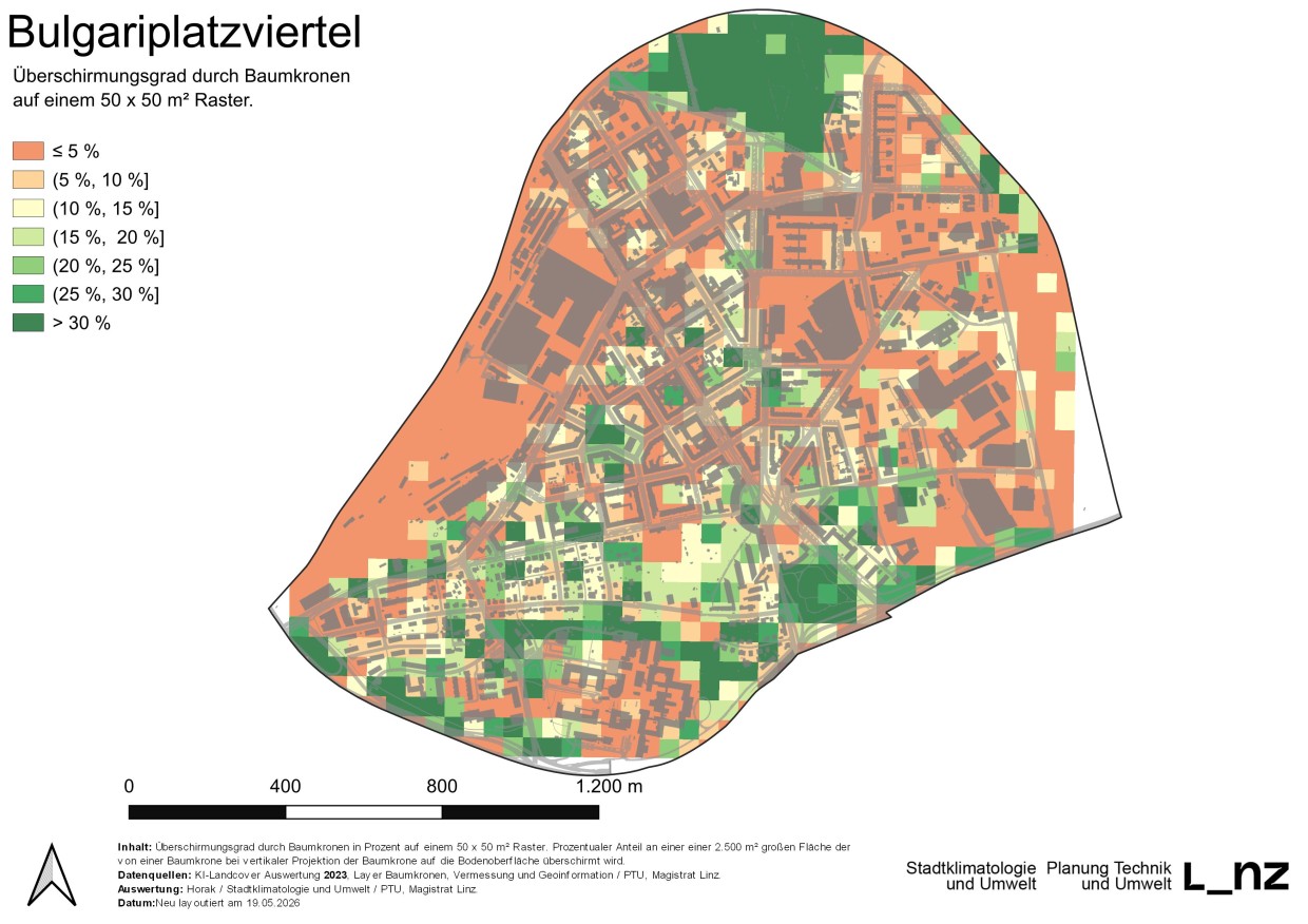 Karte Überschirmungsgrad Bulgariplatzviertel