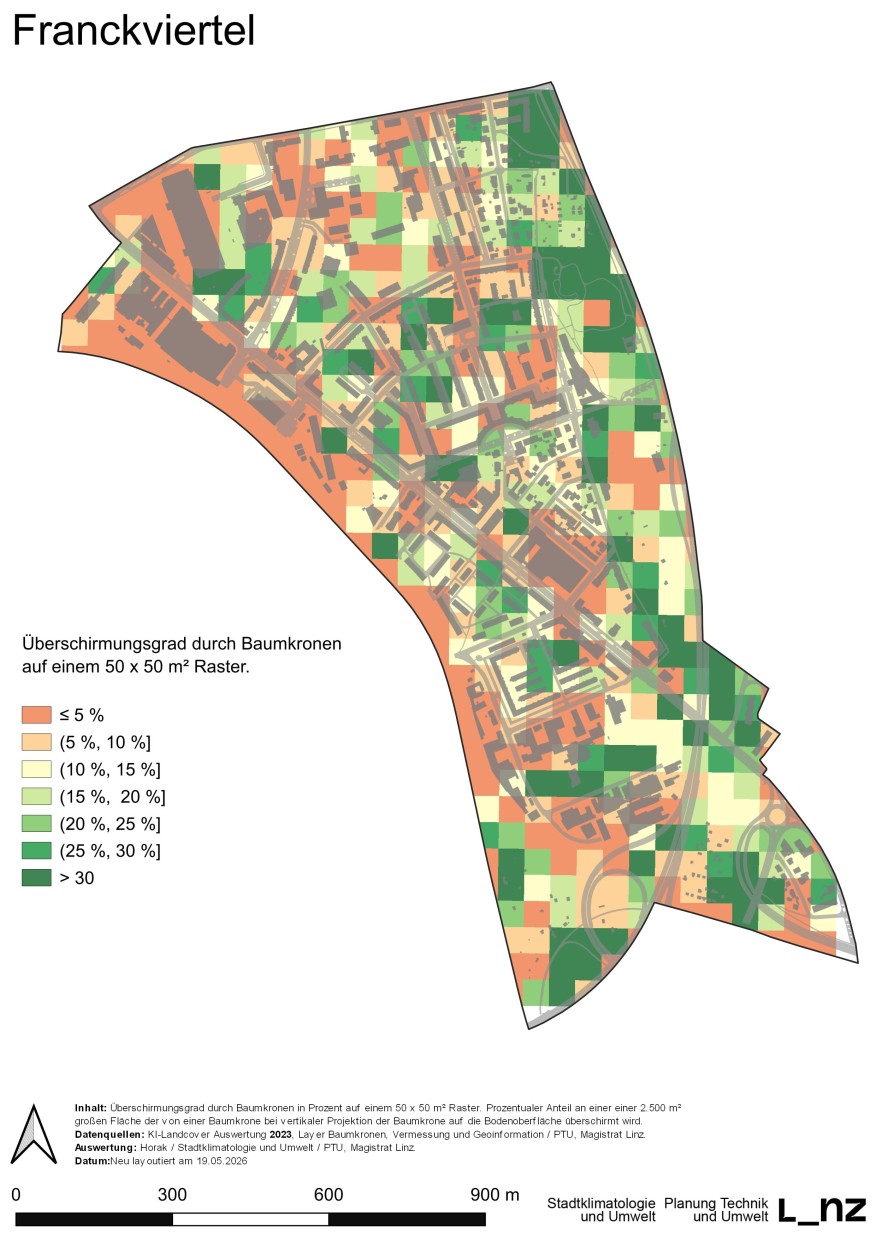 Karte Überschirmungsgrad Franckviertel