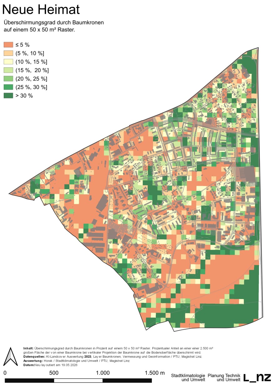 Karte Überschirmungsgrad Neue Heimat