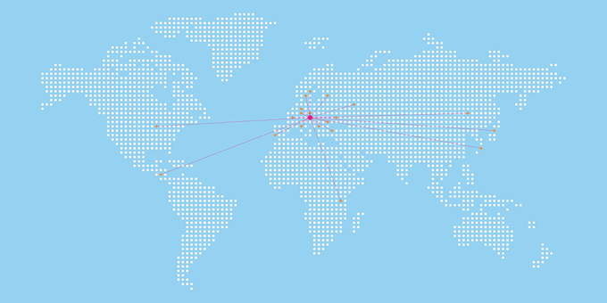 Weltkarte mit den Partnerstädte von Linz