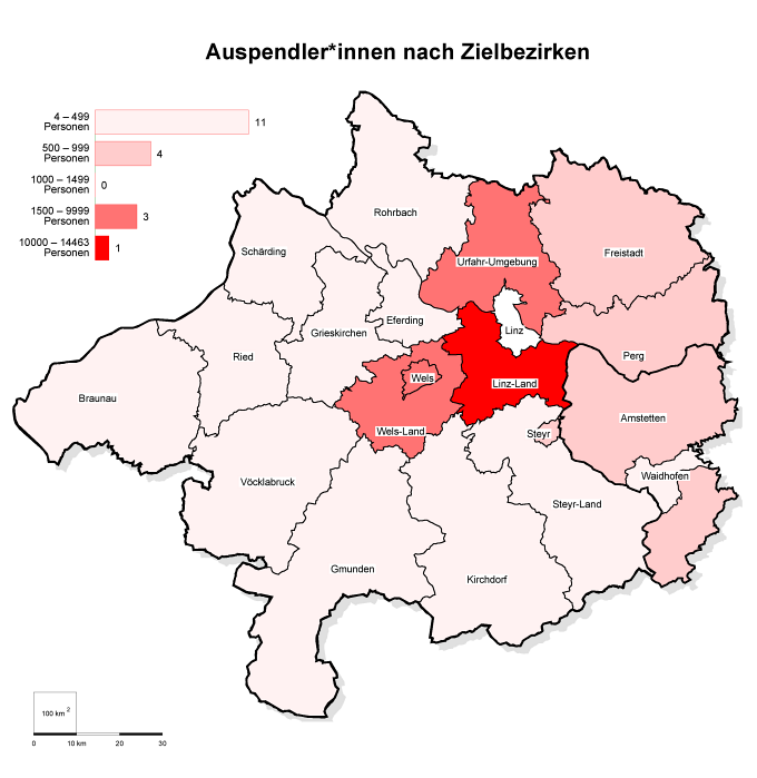 Auspendler*innen nach Zielbezirken
