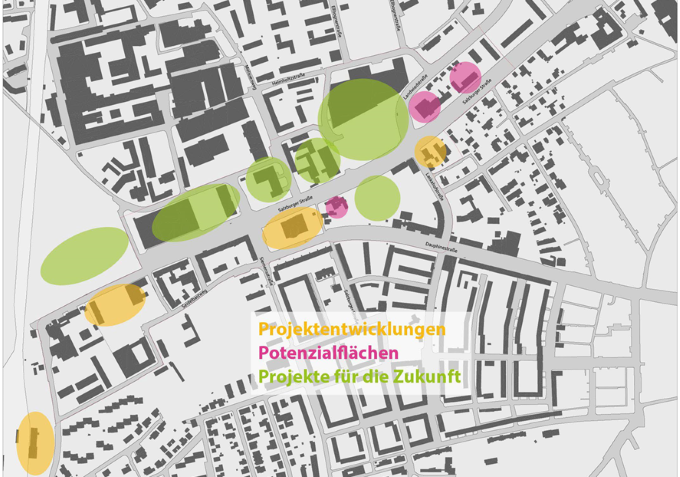 Künftige Entwicklungsmöglichkeiten an der Salzburger Straße; Bild: Kleboth und Dollnig ZT GmbH