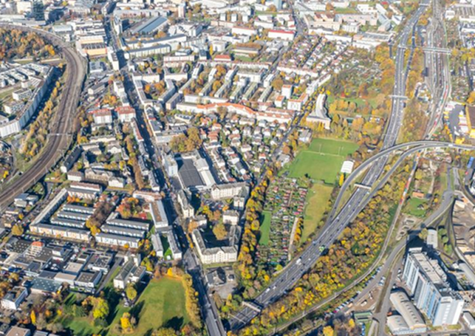 Birgt viel Potenzial: das Linzer Franckviertel, Luftbild: PTU, H.P.