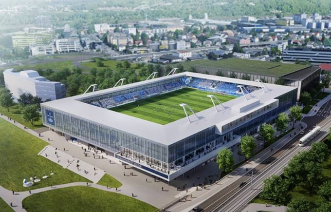 Das neue Stadion des FC Blau-Weiß Linz