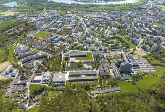 Das Universitätsviertel in Dornach Auhof Richtung Süden, Foto: PTU, Pertlwieser