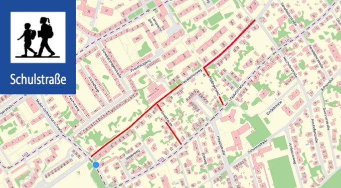 Die erste Linzer Schulstraße bei der VS 45; Grafik: PTU/Verkehrsplanung