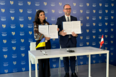 Stadtrat Dietmar Prammer traf auf die neue amtierende Bürgermeisterin von Saporischschja, Frau Regina Kharchenko, zur Vertiefung der Städtepartnerschaft.