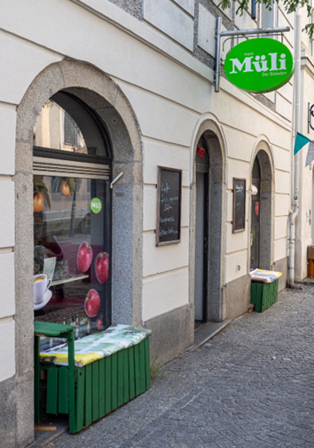Keine Werbebeleuchtung mehr f&uuml;r „Mein M&uuml;li“ am Pfarrplatz 	Foto: Stadt Linz / P.T.U. 