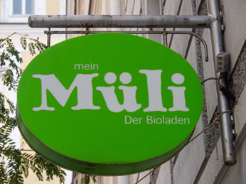 Keine Werbebeleuchtung mehr f&uuml;r „Mein M&uuml;li“ am Pfarrplatz 	Foto: Stadt Linz / P.T.U. 