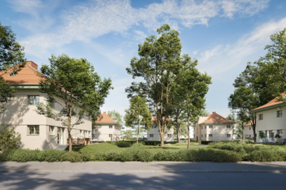 Die von Curt Kühne geplante denkmalgeschützte Arbeitersiedlung im Kaplanhofviertel wird zum 100-jährigen Jubiläum saniert und zukunftsfit gemacht. (Foto Copyright: STRABAG AG)