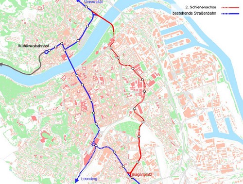 Detailplan Verlauf 2. Schienenachse