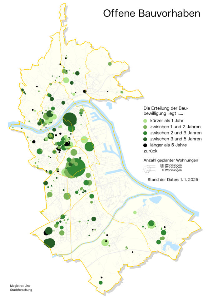Offene Bauvorhaben - Stadtkarte Standorte
