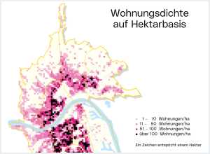 Dichte der Wohnungen - Stadtkarte auf Hektarbasis