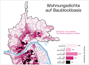 Dichte der Wohnungen - Stadtkarte Baublöcke