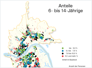 Stadtkarte Anteile 6- bis 14-Jährige