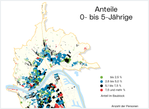 Stadtkarte Anteile 0- bis 5-Jährige