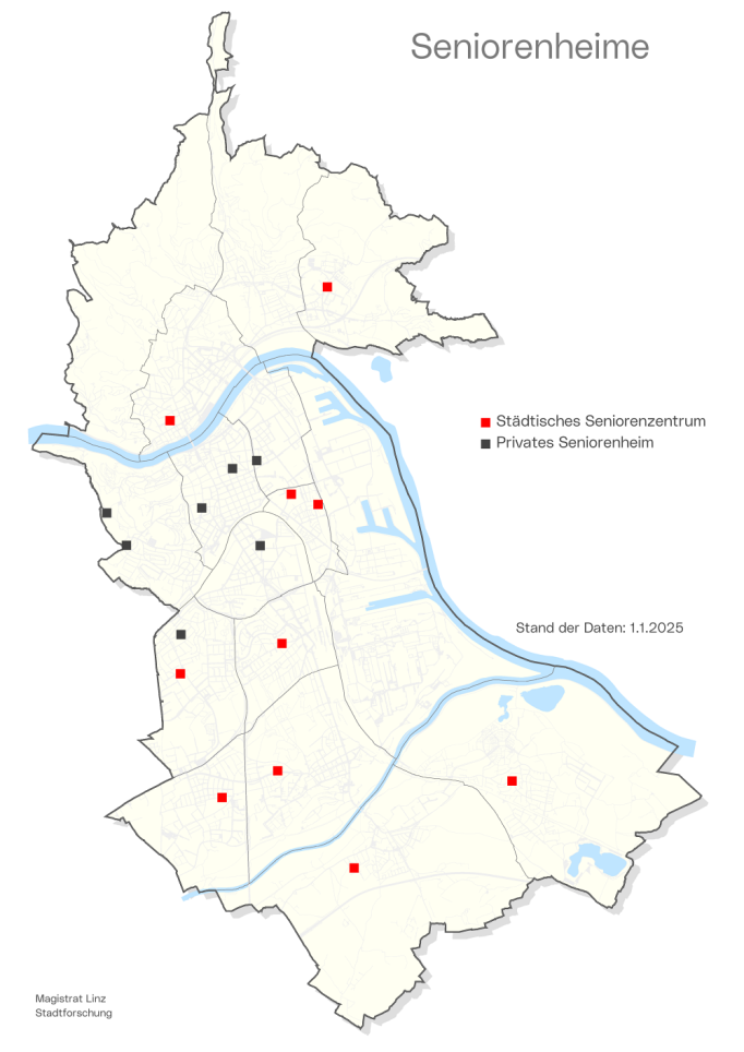Seniorenheime - Stadtkarte Standorte
