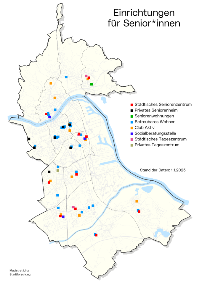 Einrichtungen für Senior*innen - Stadtkarte Standorte