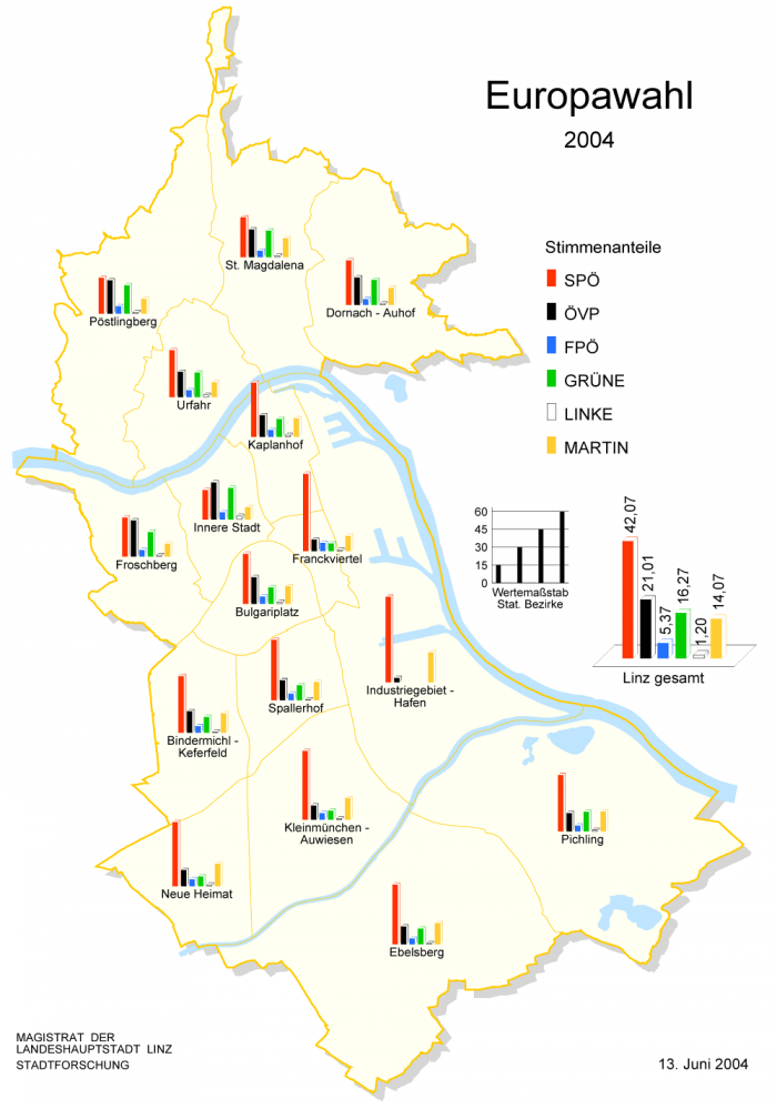 Stadtkarte Europawahl 2004
