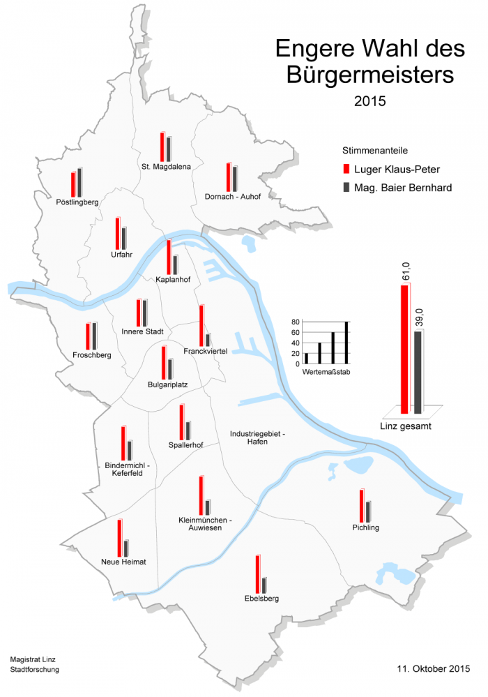 Stadtkarte engere Wahl des Bürgermeisters 2015